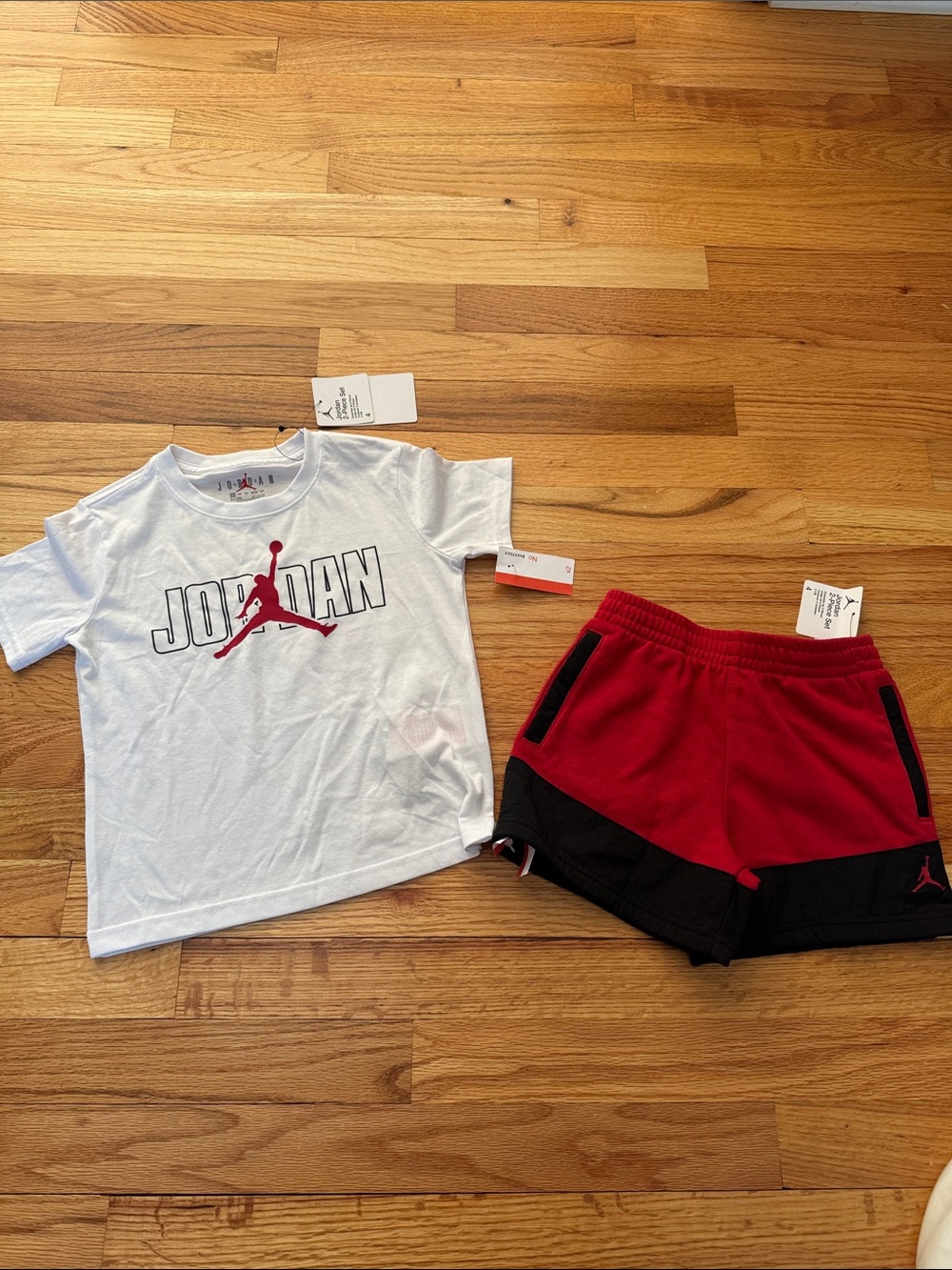 Jordan Kids 2-Piece Set White and Red with Black Accents